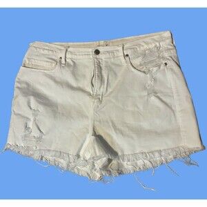 Good American Women’s White Distressed Shorts Size 15